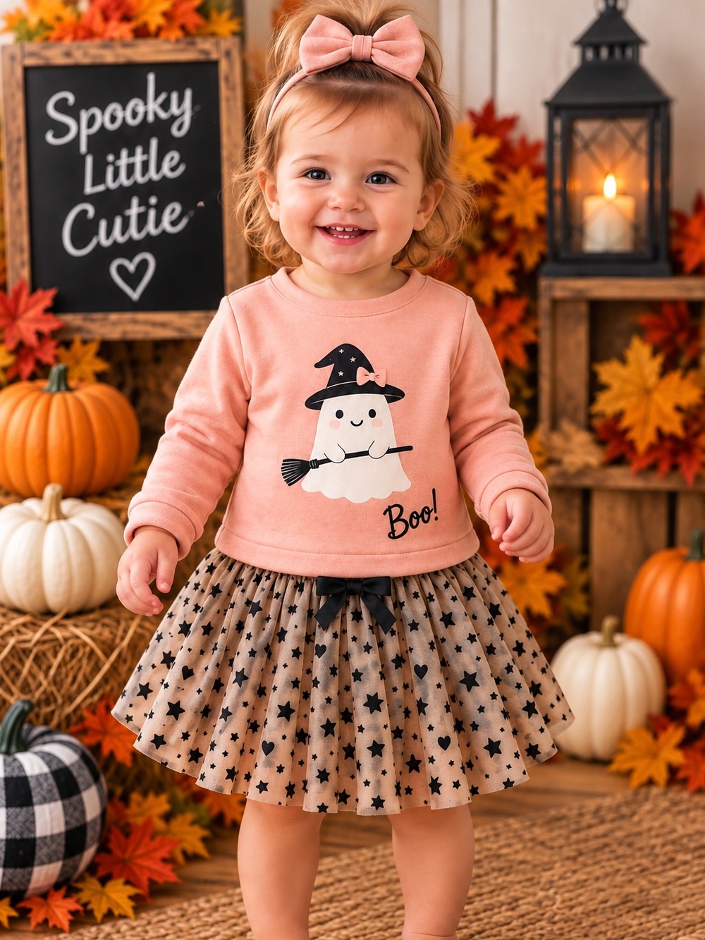 NWT Nicole Miller Baby Halloween Ghost Tulle Skirt 4 Piece Set 12M